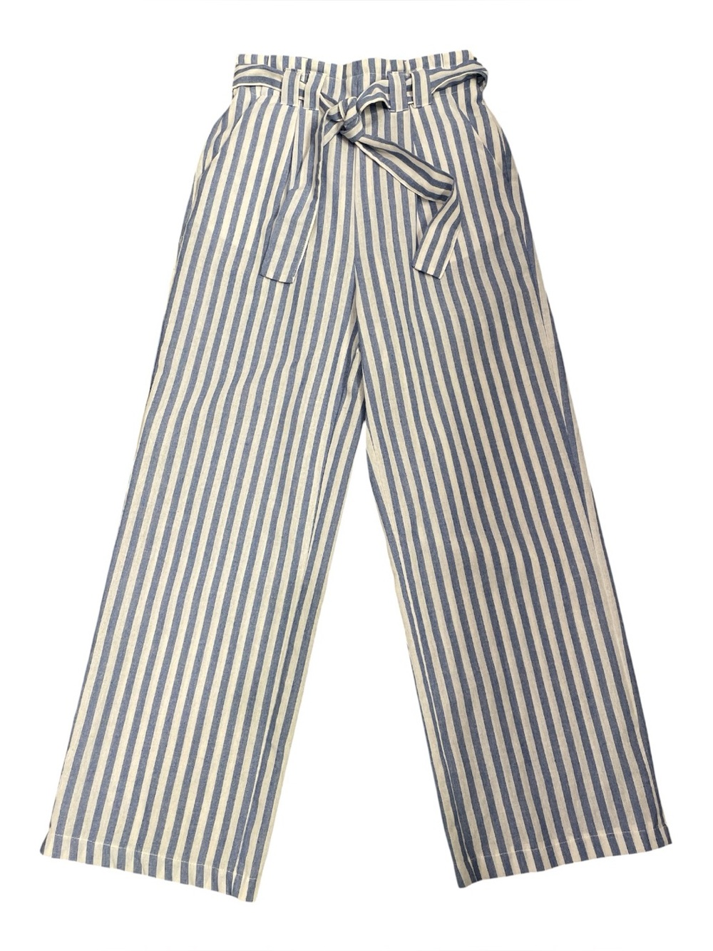 Haute Monde Women’s Blue/White Vertical Striped Wide Leg Pants Size M